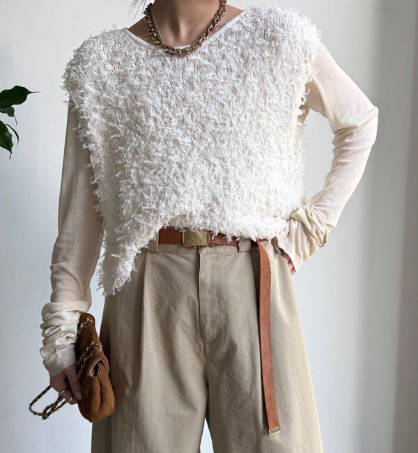 「【WEB限定】チュールヤーンニットベスト」|ニット・セーター|