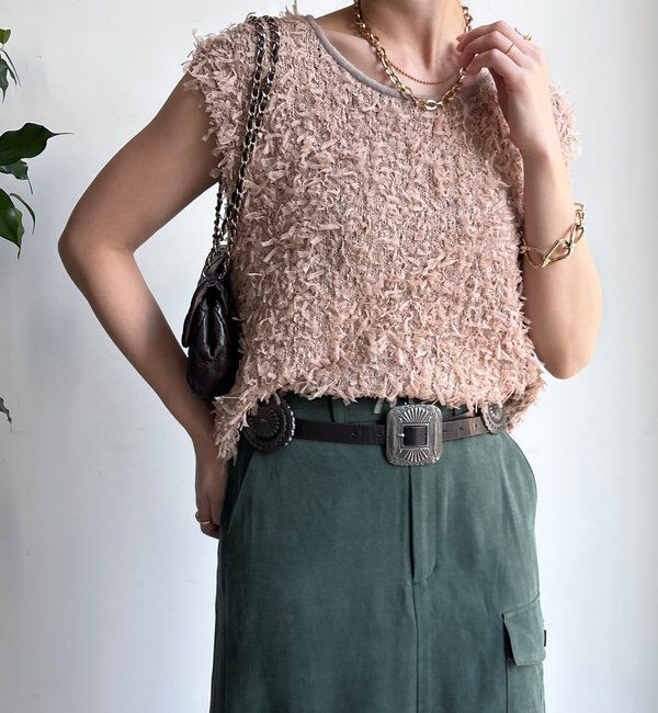  「【WEB限定】チュールヤーンニットベスト」|ニット・セーター|ベージュ