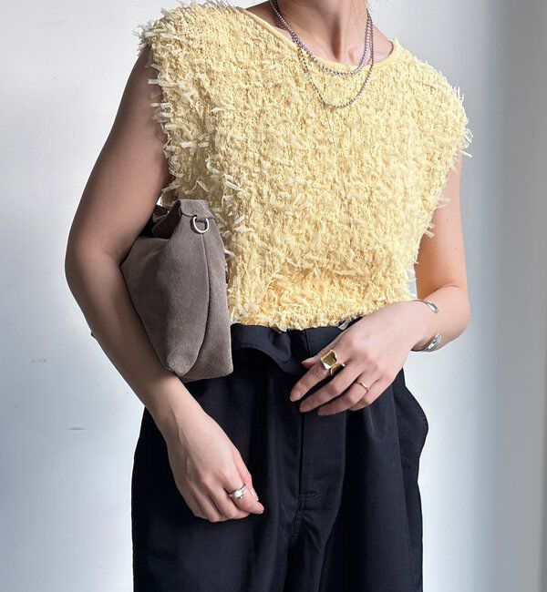 「【WEB限定】チュールヤーンニットベスト」|ニット・セーター|イエロー