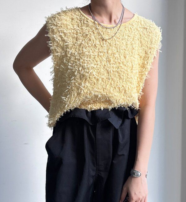  「【WEB限定】チュールヤーンニットベスト」|ニット・セーター|