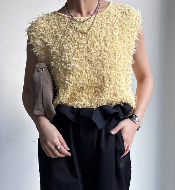  「【WEB限定】チュールヤーンニットベスト」|ニット・セーター|
