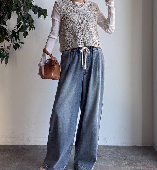  「クロッシェ編みニットベスト」|ニット・セーター|