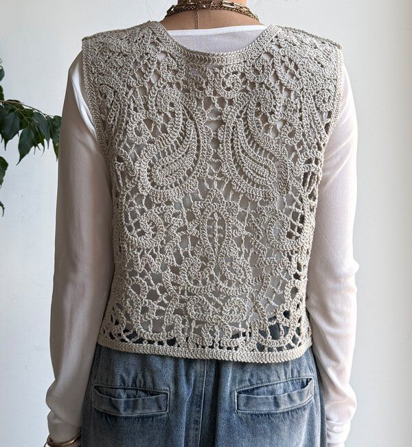  「クロッシェ編みニットベスト」|ニット・セーター|