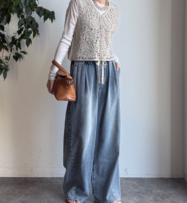  「クロッシェ編みニットベスト」|ニット・セーター|