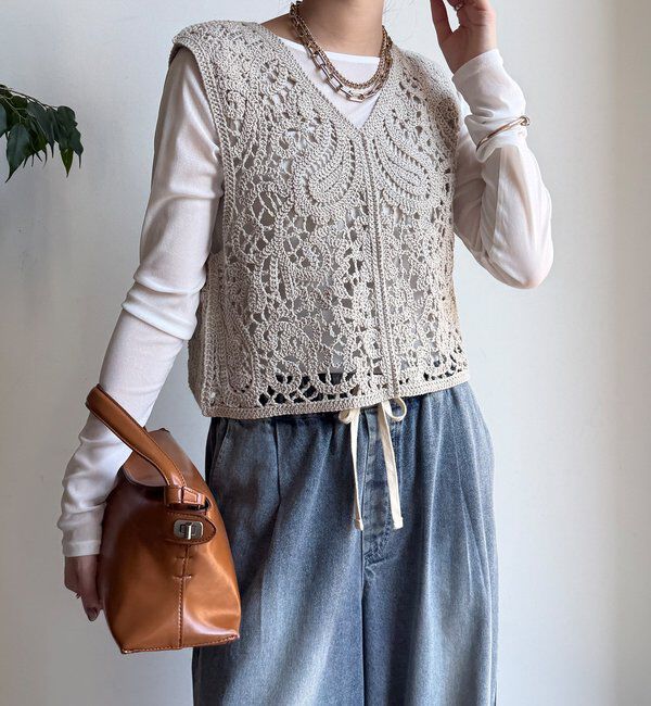  「クロッシェ編みニットベスト」|ニット・セーター|