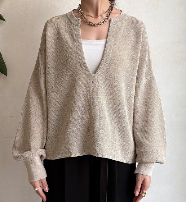  「和紙スキッパープルオーバー」|ニット・セーター|