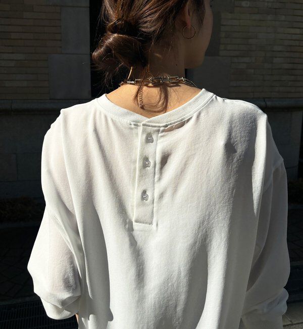  「袖リブバックボタンジョーゼットロゴプルオーバー」|シャツ・ブラウス|