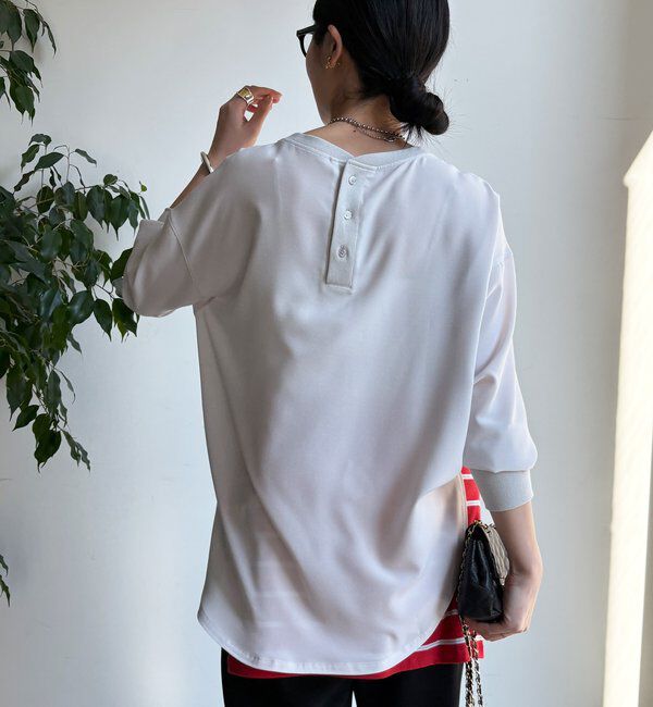  「袖リブバックボタンジョーゼットロゴプルオーバー」|シャツ・ブラウス|