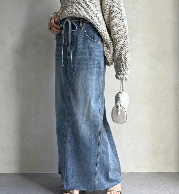  「【セットアップ可能】ベルト付デニムタイトスカート」|スカート|