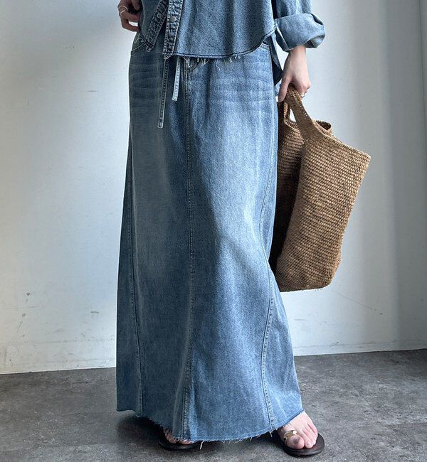  「【セットアップ可能】ベルト付デニムタイトスカート」|スカート|