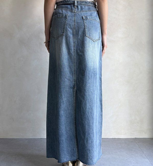  「【セットアップ可能】ベルト付デニムタイトスカート」|スカート|