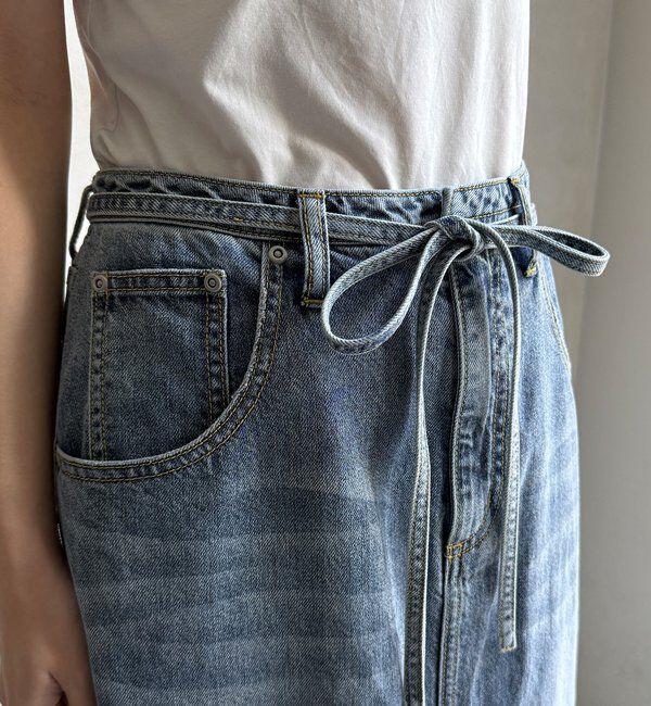  「【セットアップ可能】ベルト付デニムタイトスカート」|スカート|