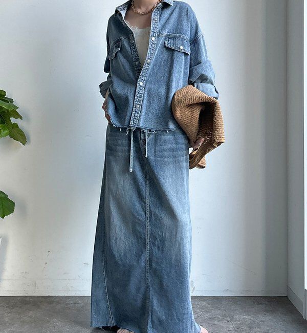  「【セットアップ可能】ベルト付デニムタイトスカート」|スカート|