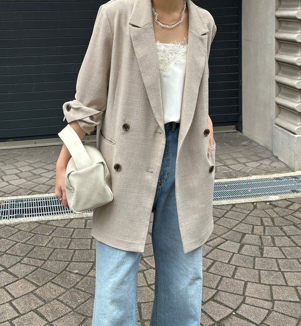  「【インフルエンサー REI企画】リネンライクスラブジャケット」|テーラードジャケット|