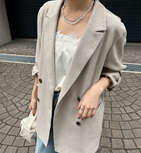  「【インフルエンサー REI企画】リネンライクスラブジャケット」|テーラードジャケット|