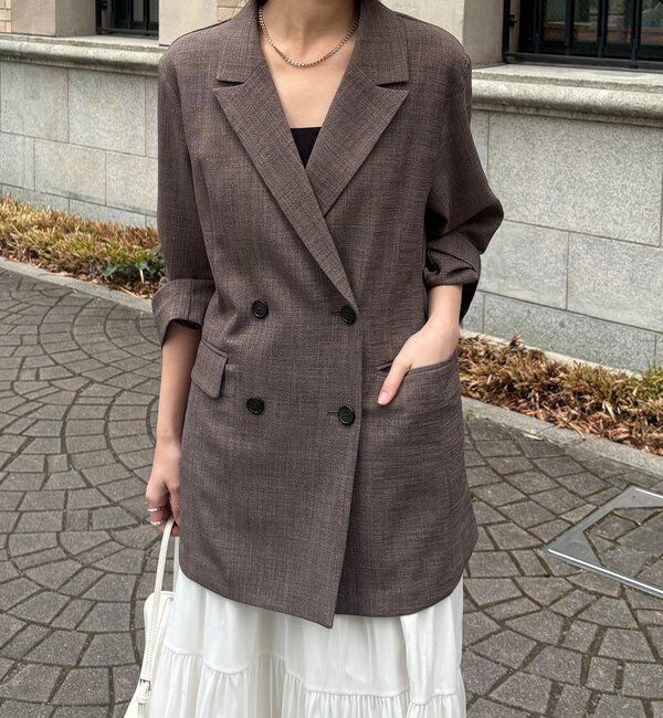  「【インフルエンサー REI企画】リネンライクスラブジャケット」|テーラードジャケット|