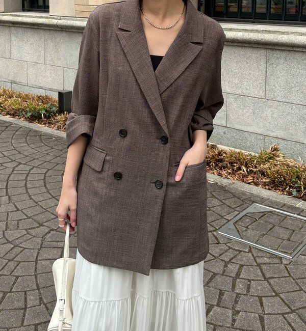  「【インフルエンサー REI企画】リネンライクスラブジャケット」|テーラードジャケット|