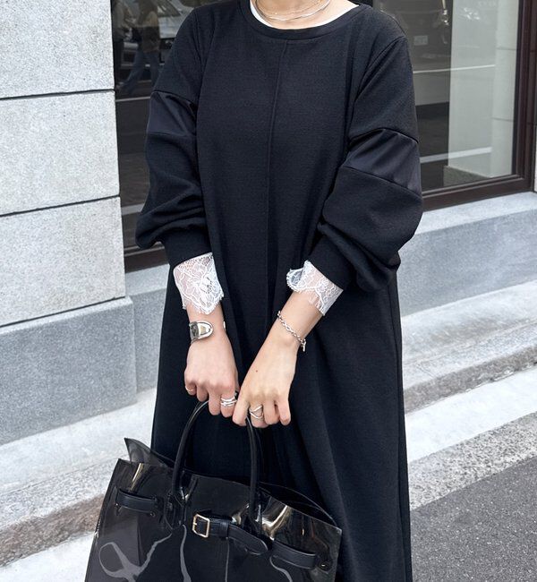  「【インフルエンサーSAKURA企画】リネンライクエアリー袖切替ワンピース」|ワンピース|