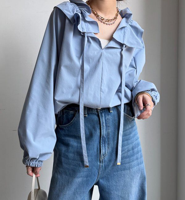  「ダブルフリルカラーブラウス」|シャツ・ブラウス|