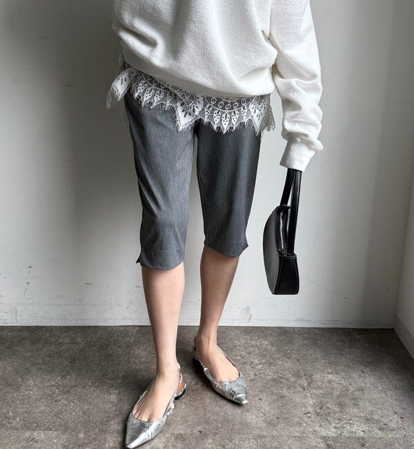  「ツイルストレッチカプリパンツ」|チノ|グレー