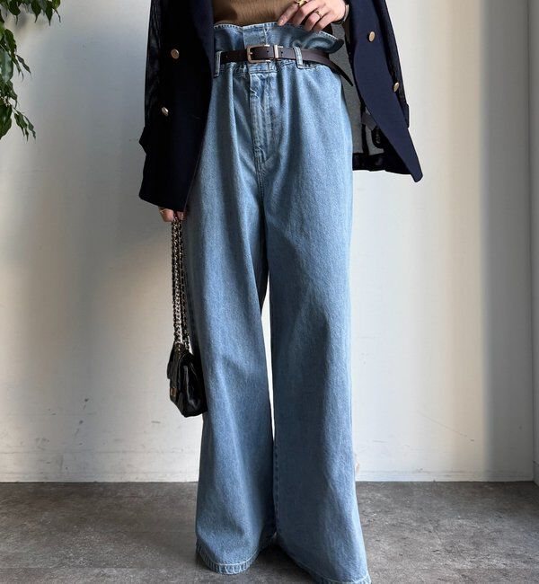  「ウエスト折り返しギャザーデニム」|デニム|