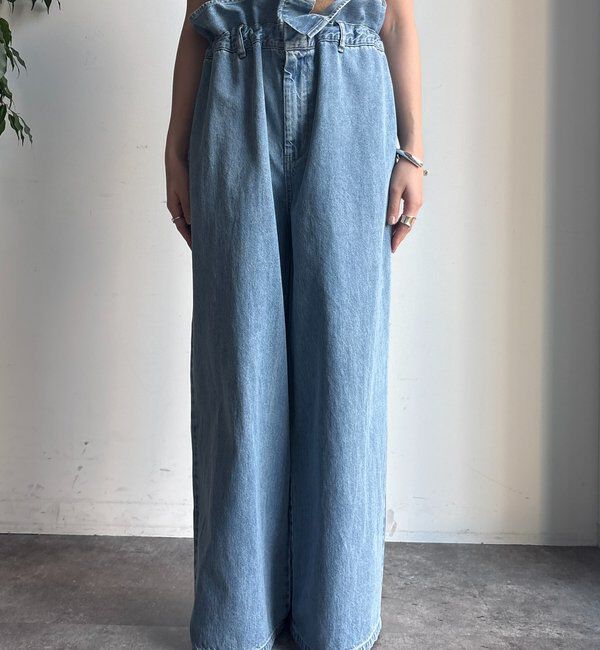  「ウエスト折り返しギャザーデニム」|デニム|