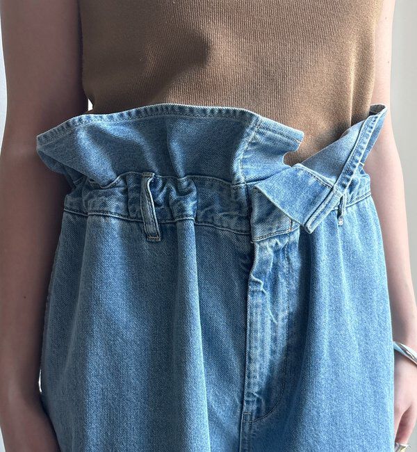  「ウエスト折り返しギャザーデニム」|デニム|