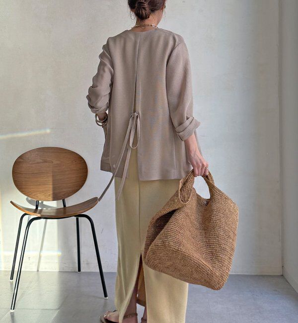  「メッシュノーカラーバックリボンジャケット」|テーラードジャケット|