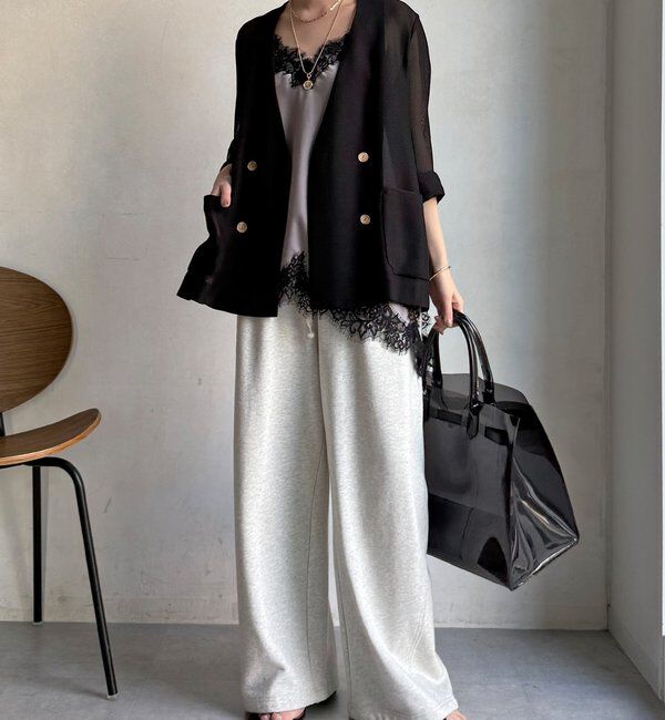  「メッシュノーカラーバックリボンジャケット」|テーラードジャケット|