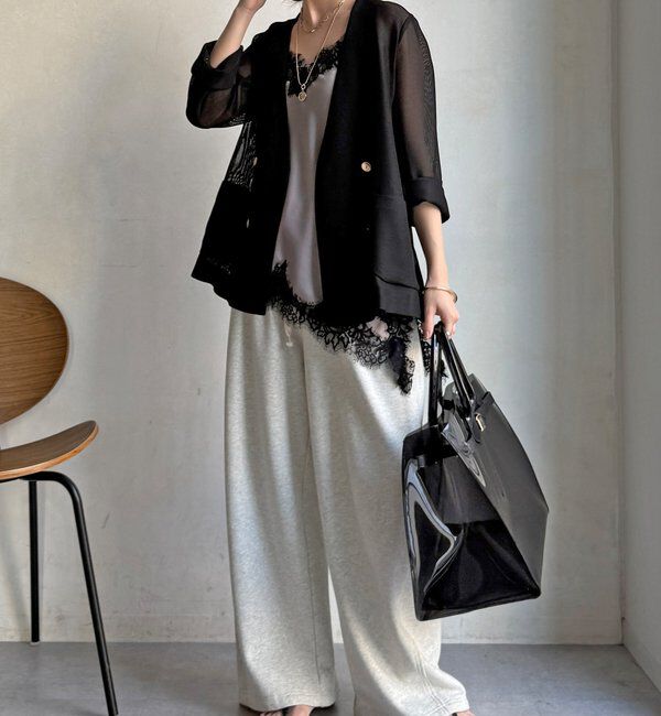  「メッシュノーカラーバックリボンジャケット」|テーラードジャケット|