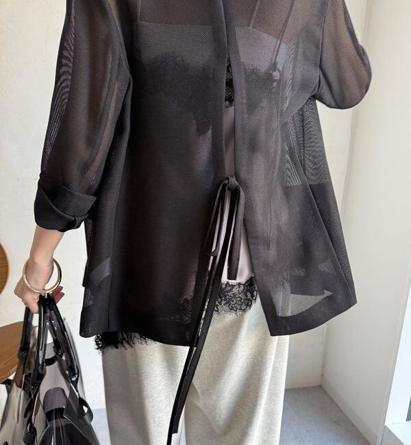  「メッシュノーカラーバックリボンジャケット」|テーラードジャケット|