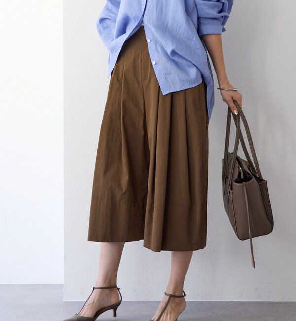  「【遊び心たっぷり】タックワイドキュロット」|キュロット|ブラウン