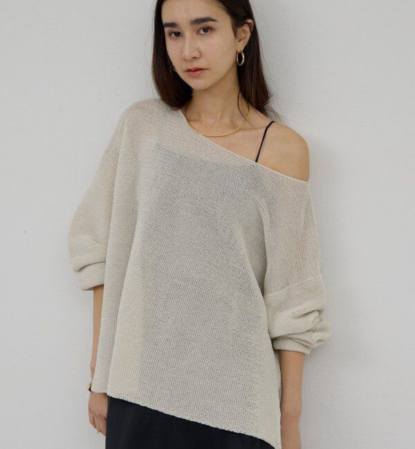 「ペーパーヤーンメッシュニット」|ニット・セーター|ライトベージュ