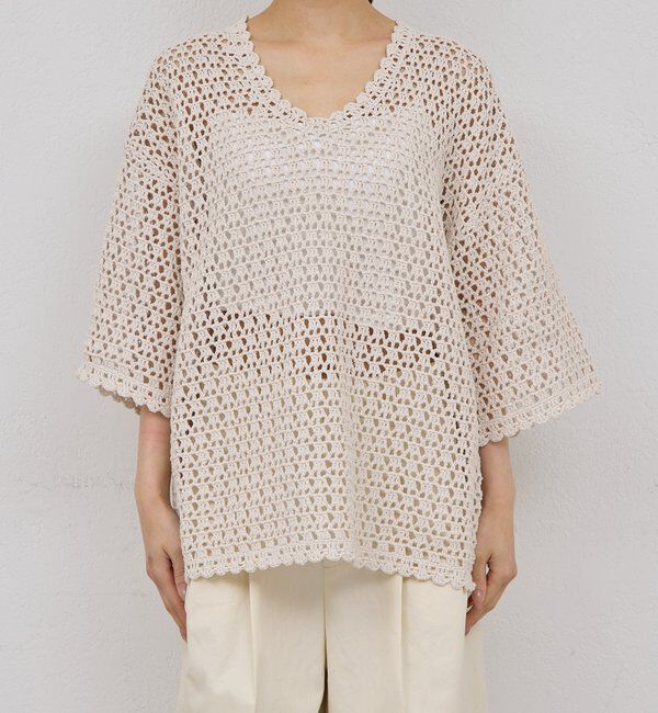  「【HERITANOVUM】コットンペーパークロシェットプルオーバー」|ニット・セーター|