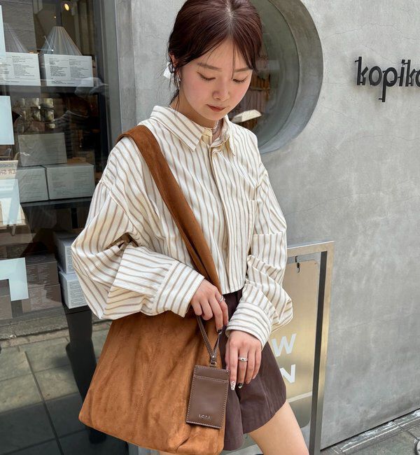  「loti ポーチ付きスウェードトート」|トートバッグ|