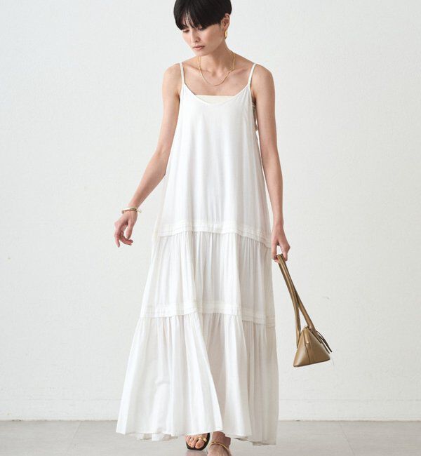  「サテンティアードキャミワンピース」|ワンピース|