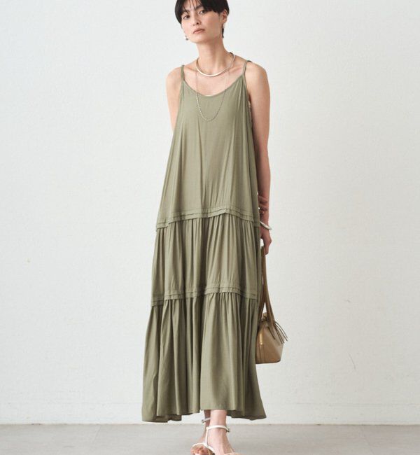  「サテンティアードキャミワンピース」|ワンピース|