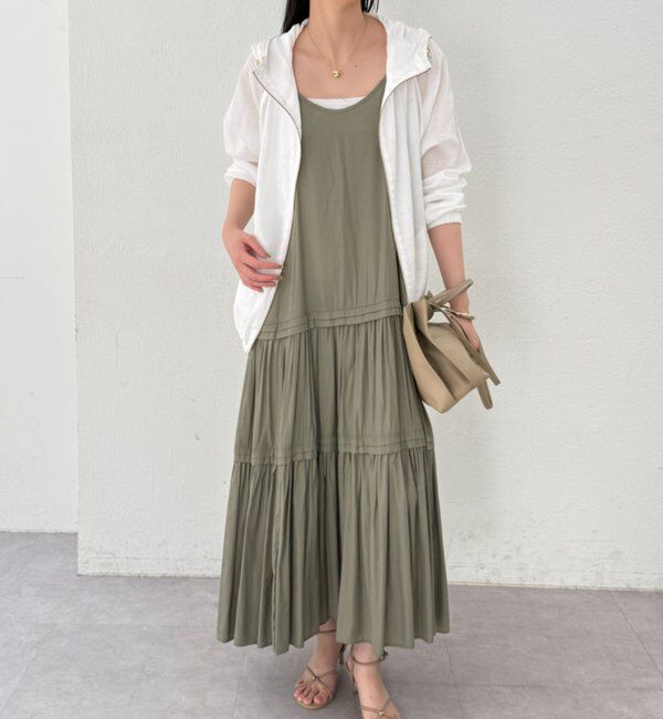  「サテンティアードキャミワンピース」|ワンピース|