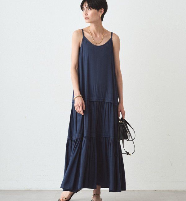  「サテンティアードキャミワンピース」|ワンピース|