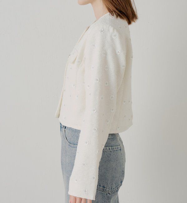  「【SALON by Chico】フラワービジューツイードクルージャケット」|その他|