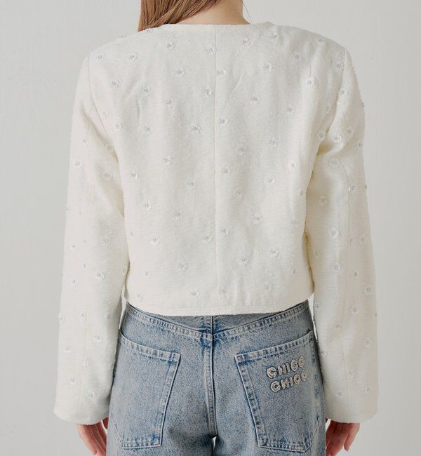  「【SALON by Chico】フラワービジューツイードクルージャケット」|その他|