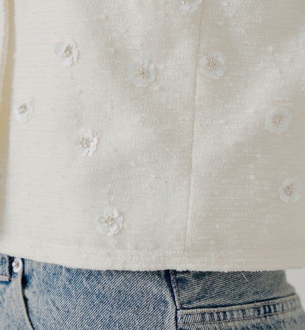  「【SALON by Chico】フラワービジューツイードクルージャケット」|その他|