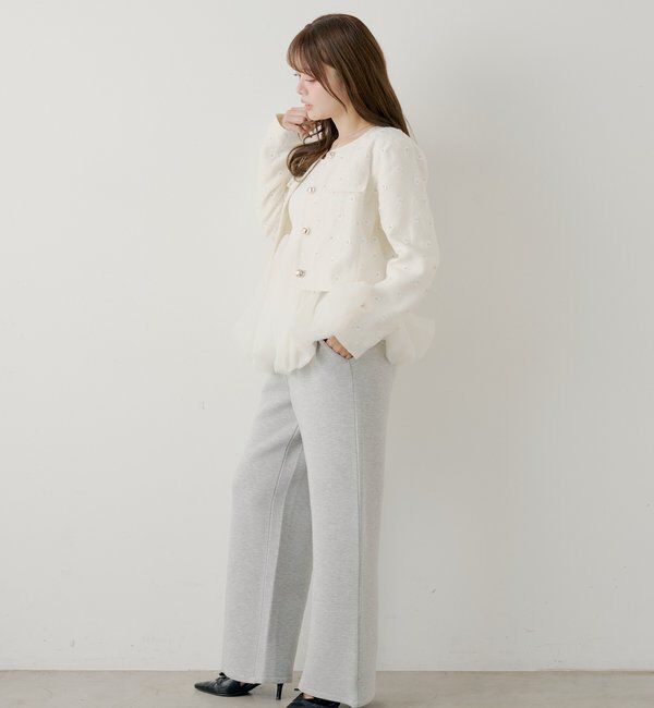  「【SALON by Chico】フラワービジューツイードクルージャケット」|その他|