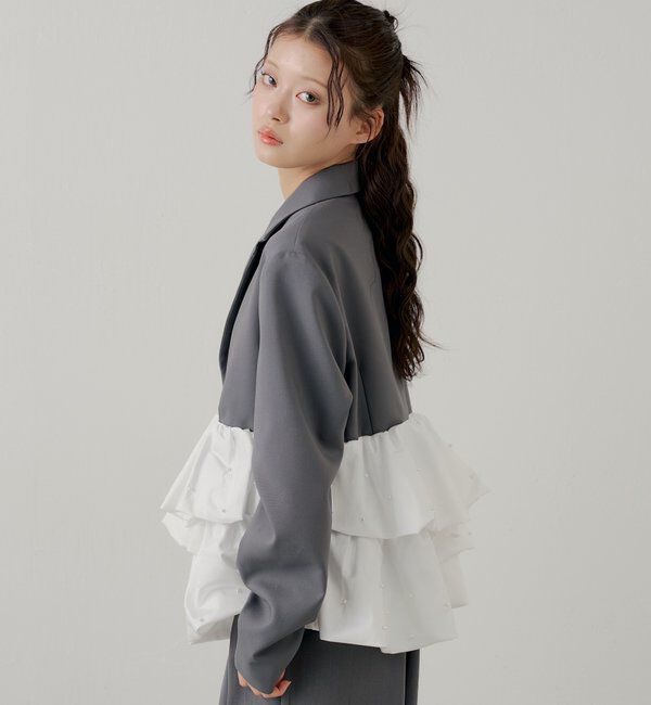  「【SALON by Chico】パールペプラムドッキングジャケット」|その他|