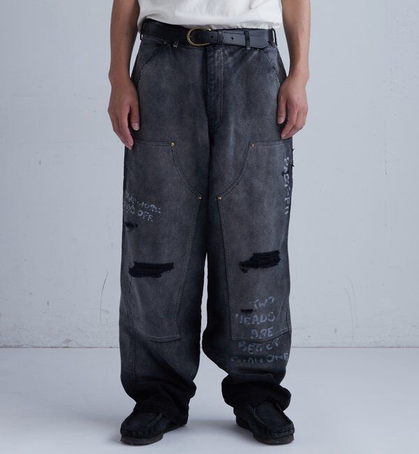  「FromVintage 落書きダックダブルニーパンツ」|チノ|ブラック