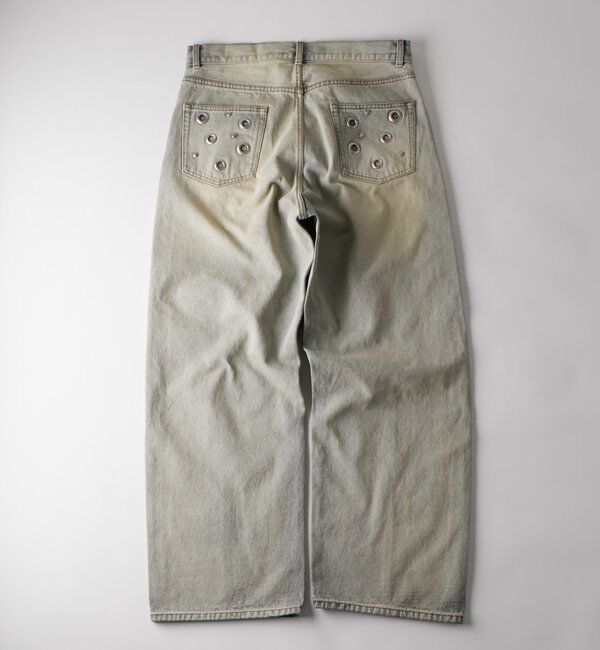  「アイレットスタッズスウィッチングブラストワイドデニム」|デニム|