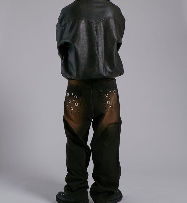  「アイレットスタッズスウィッチングブラストワイドデニム」|デニム|