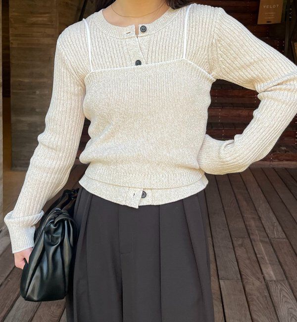  「メランジキャミSETカーディガン」|カーディガン|