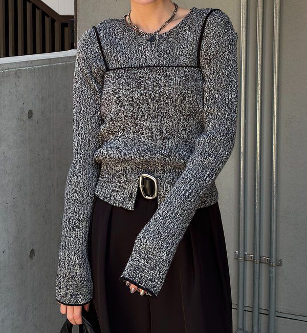  「メランジキャミSETカーディガン」|カーディガン|ブラック