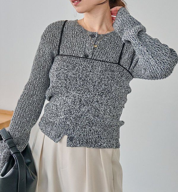  「メランジキャミSETカーディガン」|カーディガン|